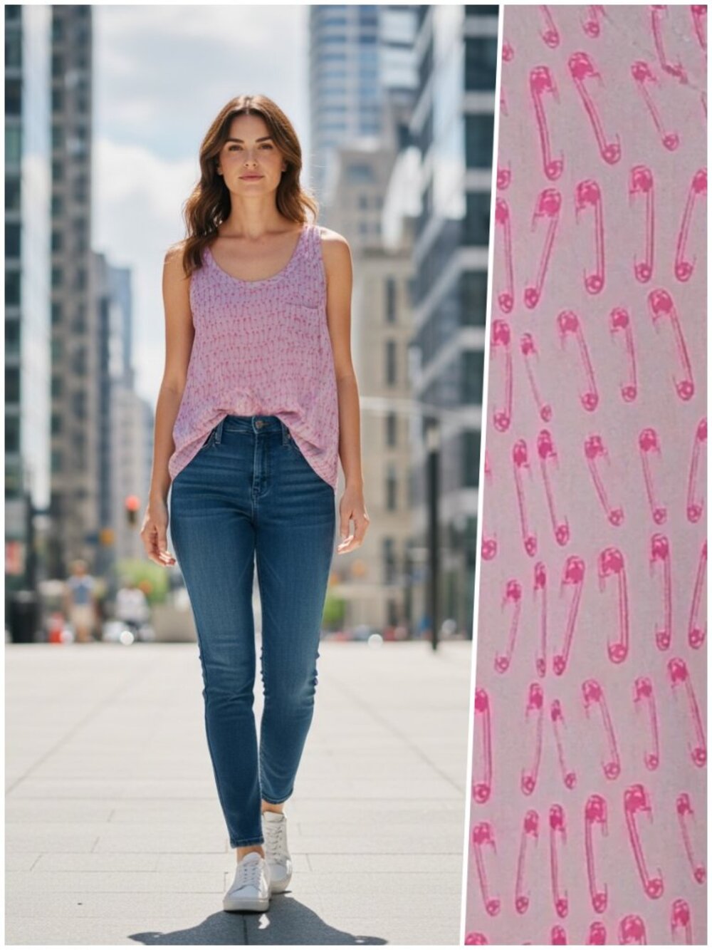 Urban Outfitters Pins & Needles Safety Pin Print Tank Top Sheer Gray Medium